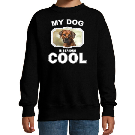 Rhodesian ridgeback honden trui / sweater my dog is serious cool zwart voor kinderen