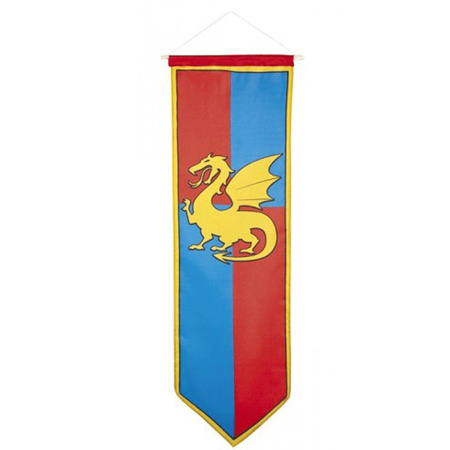 Knight banner blue and red with dragon