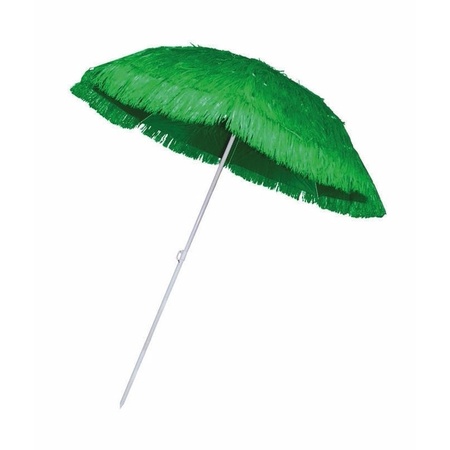Straw beach umbrella green
