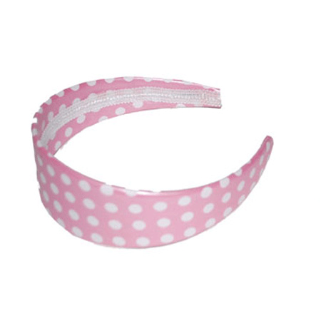 Rock n Roll diadeem/haarband - roze met witte stippen - one size - verkleed accessoires