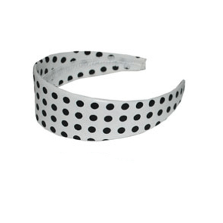 Rock n Roll diadeem/haarband - wit met zwarte stippen - one size - verkleed accessoires