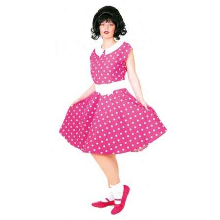Rock n roll jaren 50 verkleed jurk roze met wit
