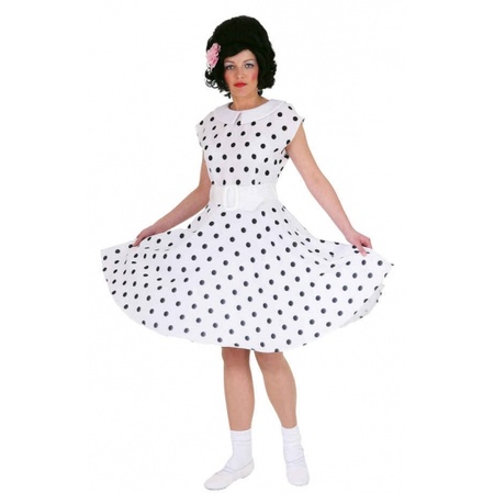 Rock n roll jaren 50 verkleed jurk wit met zwart