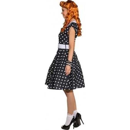 Black rock and roll dress with polka dots
