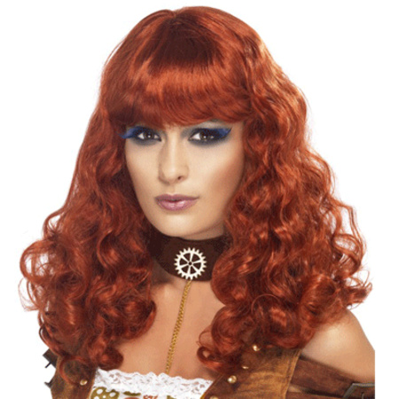Red ladies wig with curls