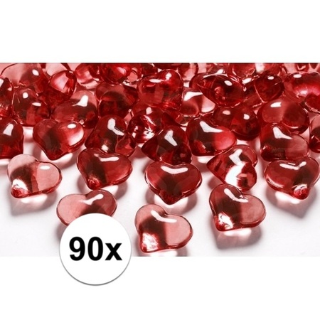 Rode decoratie hartjes diamantjes 90 stuks