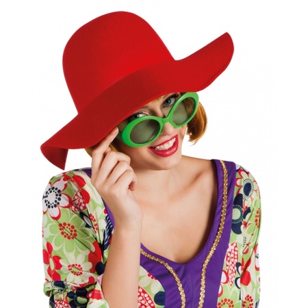 Red wide brim hat for women