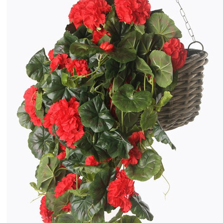 Rode geranium kunstplant hangplant 70 cm