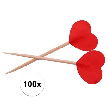 Red hearts cocktail picks 100 pieces