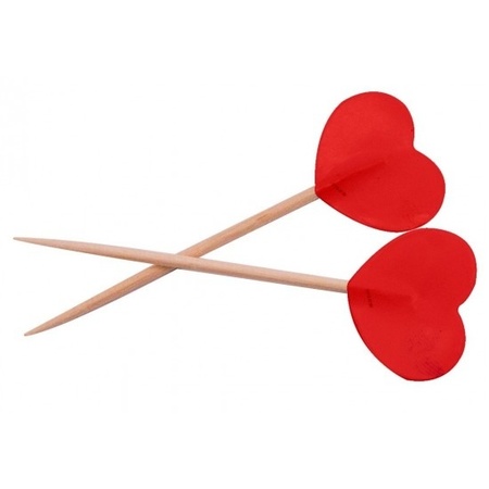 Red hearts cocktail picks 150 pieces