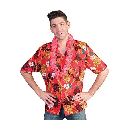Toppers in concert - Rode Hawaii verkleed blouse met tropische print