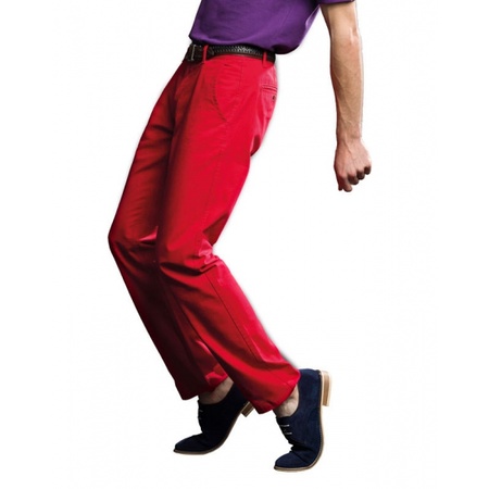 Red chino trousers for men