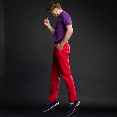 Red chino trousers for men