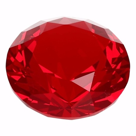 Rode nep diamant 5 cm van glas