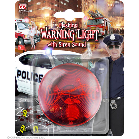 Red police LED flashing light with siren 7 cm