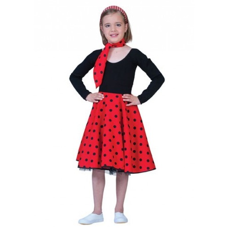 Red rock n roll skirt with dots for girls