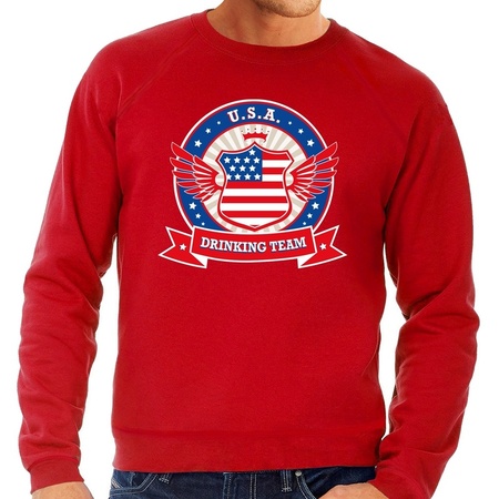 Rode USA drinking team sweater heren