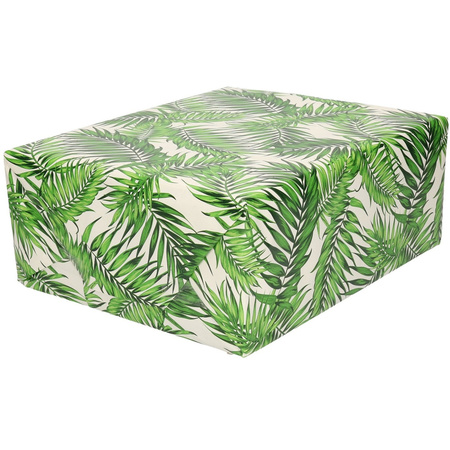 Rolls Wrapping paper with white with green leaves design 70 x 200 cm