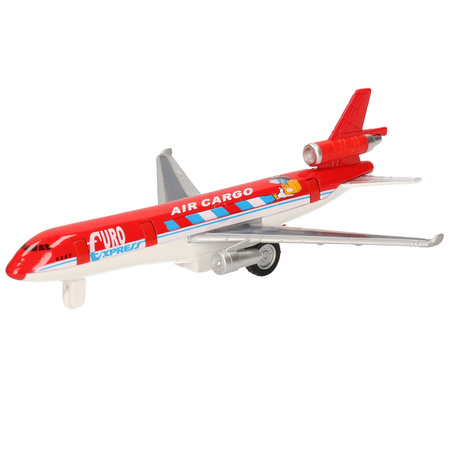Rood air cargo speelgoed vliegtuigje van metaal 19 cm