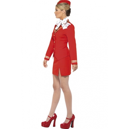 Rood stewardess kostuum met hoedje