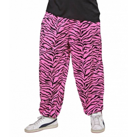 Pink baggy pants with zebra print for men