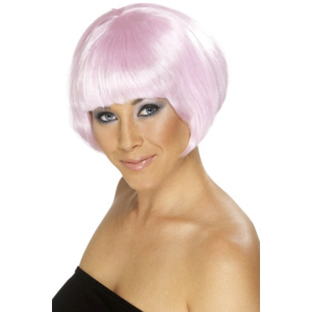 Pink wig with short bobline