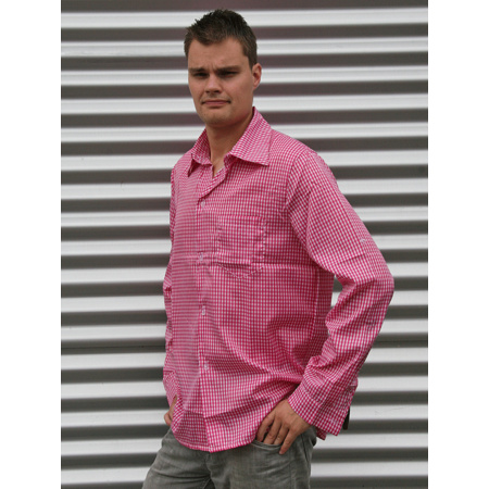 Pink checkered shirt for men