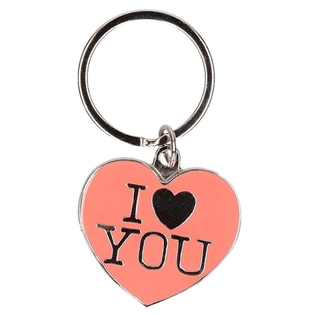 Pink heart keychain I love you
