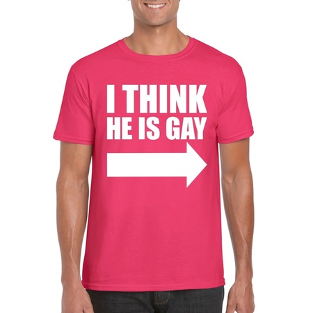 I think he is gay t-shirt pink for men