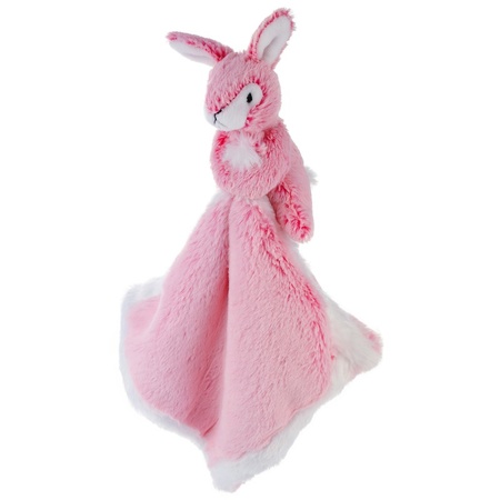 Pink rabbit/hare comforter cuddle cloth 25 cm