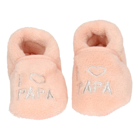 Pink baby slippers I love papa