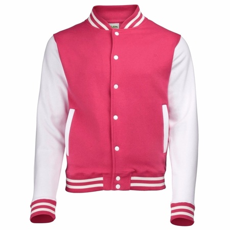 Roze met wit college jacket voor dames