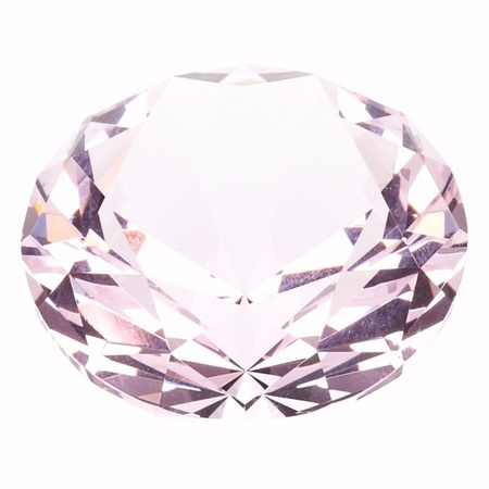 Roze nep diamant 5 cm van glas
