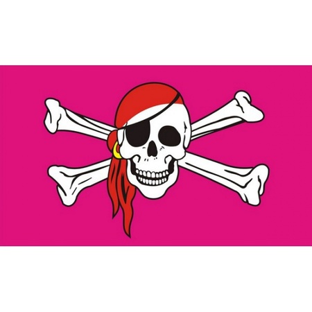 Pink skull and crossbones flag