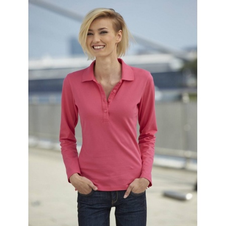 Pink stretch poloshirt for ladies