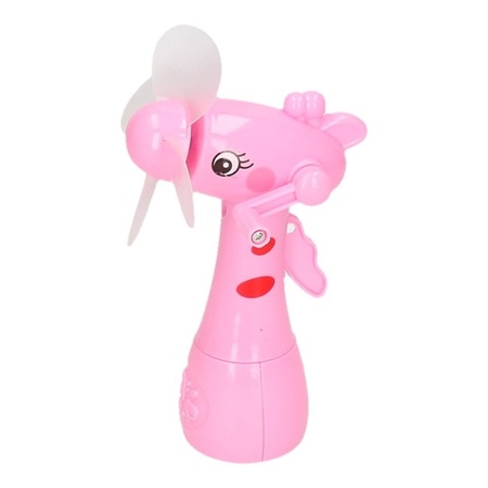 Roze waterspray ventilator giraffe 15 cm voor kinderen