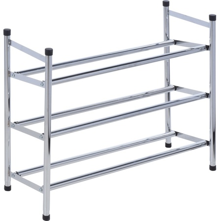 Shoe rack - stainless steel - 3-tiered - extendable - 61-115 x 23 x 50 cm