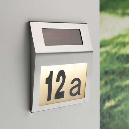 SS solar house number plate with LED lights