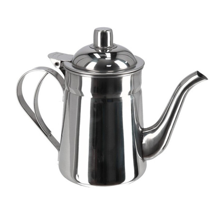 Rvs teapot 1 liter with 6x Luminarc teaglasses 320 ml