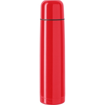 RVS thermosfles/isoleerkan 1 liter rood