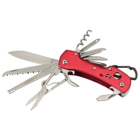 RVS pocket knife red 12 functions 9,5 cm