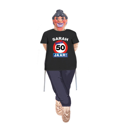 Sarah pop opvulbaar compleet met Sarah stopbord 50 jaar pop shirt en masker