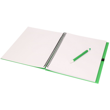 Schetsboek/tekenboek groen A4 formaat 80 vellen inclusief pen
