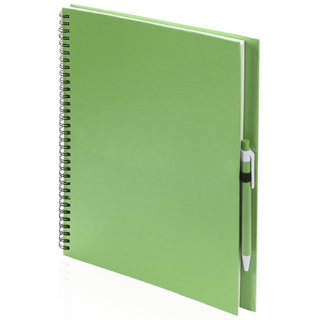 Schetsboek/tekenboek groen met 50 viltstiften
