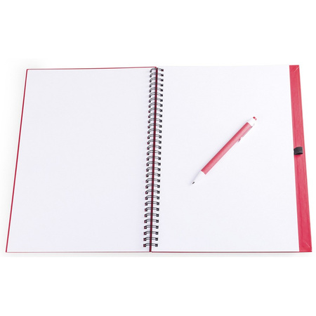 Schetsboek/tekenboek rood A4 formaat 80 vellen inclusief pen