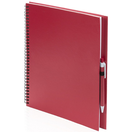 Schetsboek/tekenboek rood met 50 viltstiften