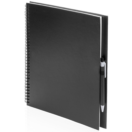Schetsboek/tekenboek zwart met 24 kleurpotloden