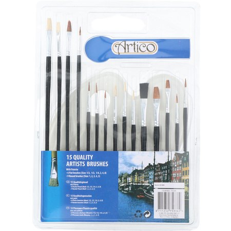 Painter set with brushes and palette 16-pieces