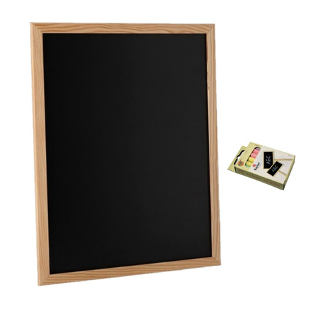 Blackboard / chalkboard 30 x 40 cm with 12x colored chalks