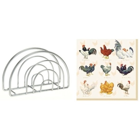 Napkin holder with Easter napkins with chicken / rooster
